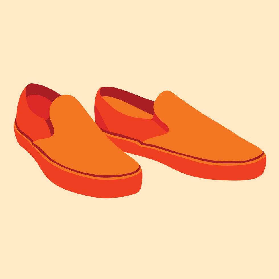 Flat orange illustration of sneakers vector