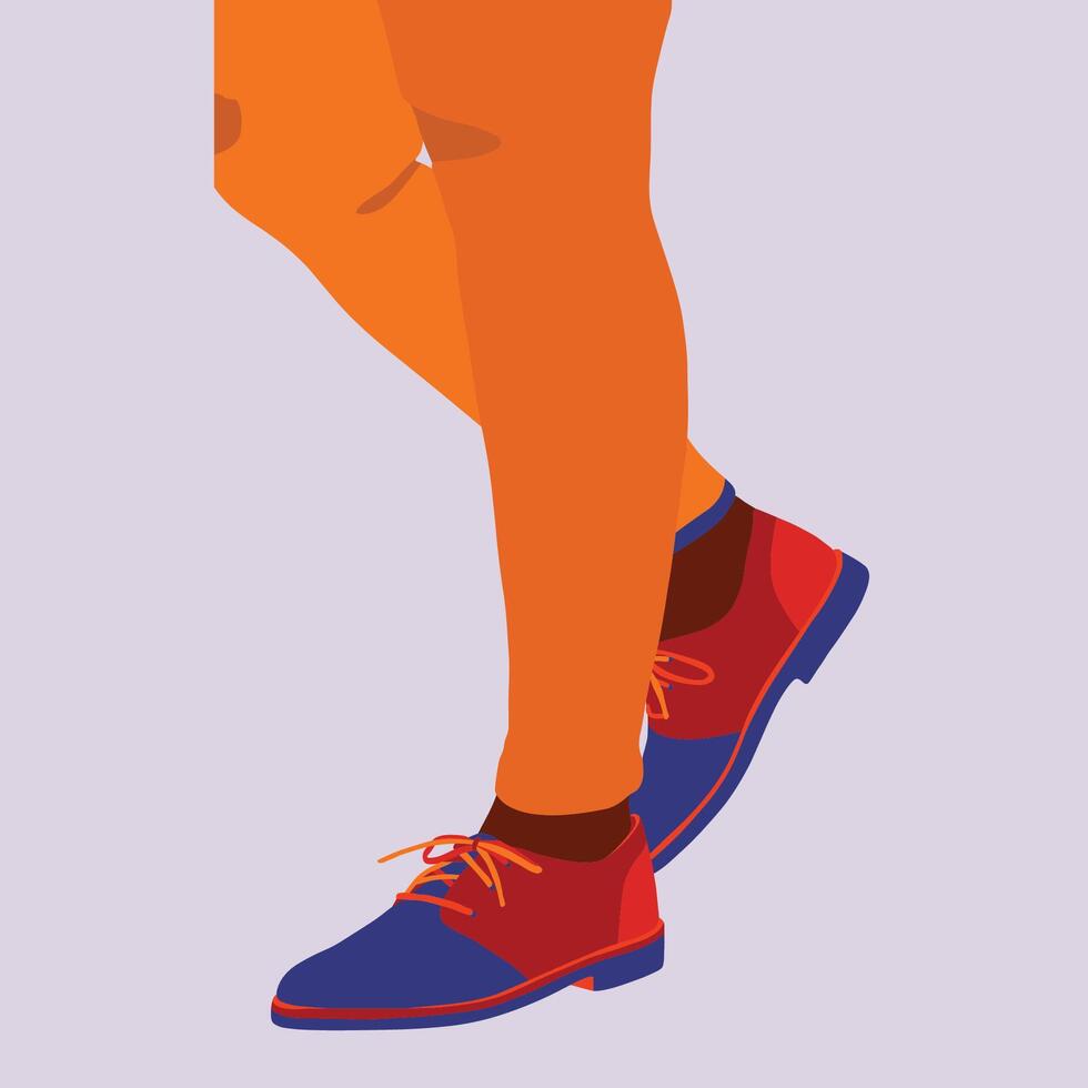 Blue and red illustration of female shoes vector