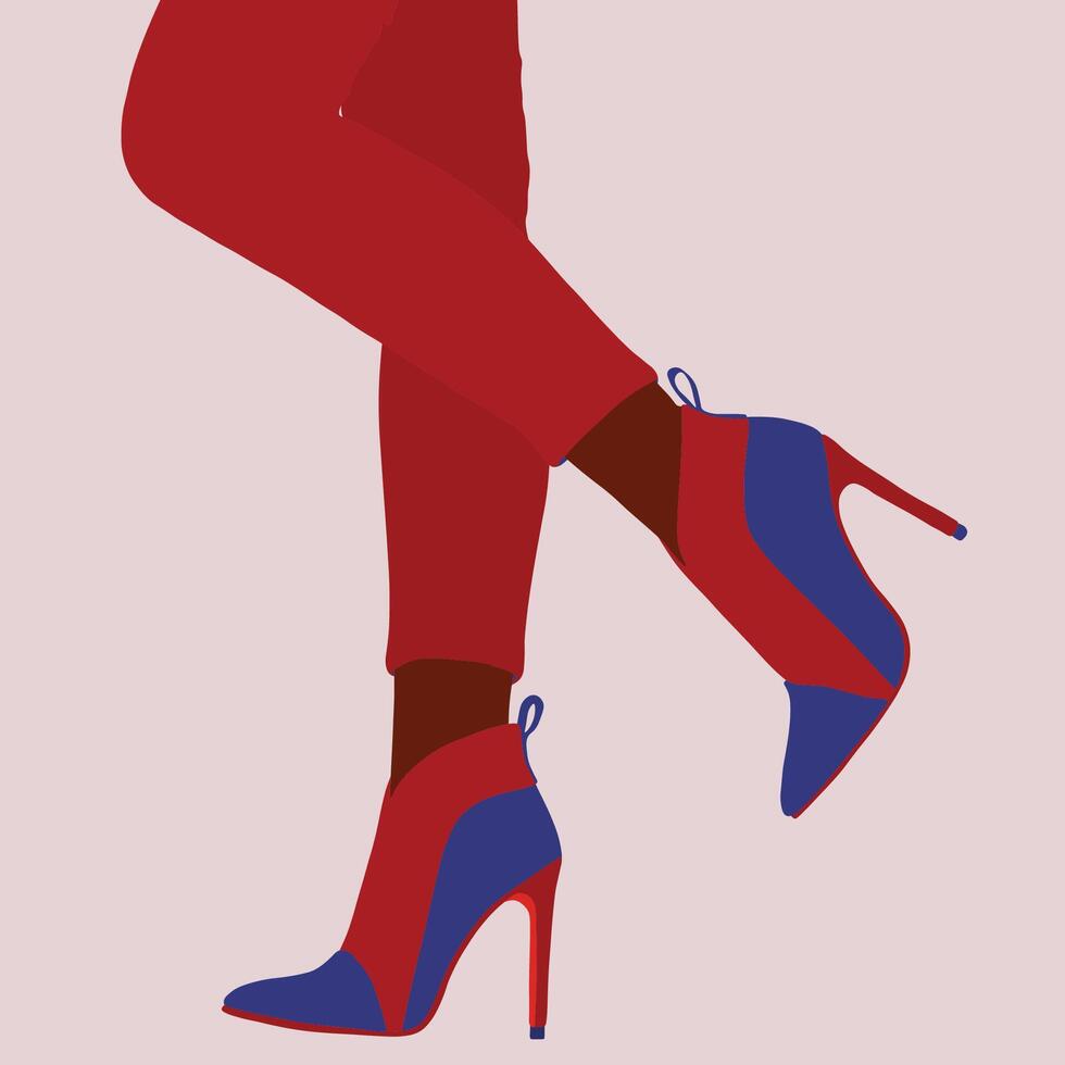 Woman Red and Blue Boots vector