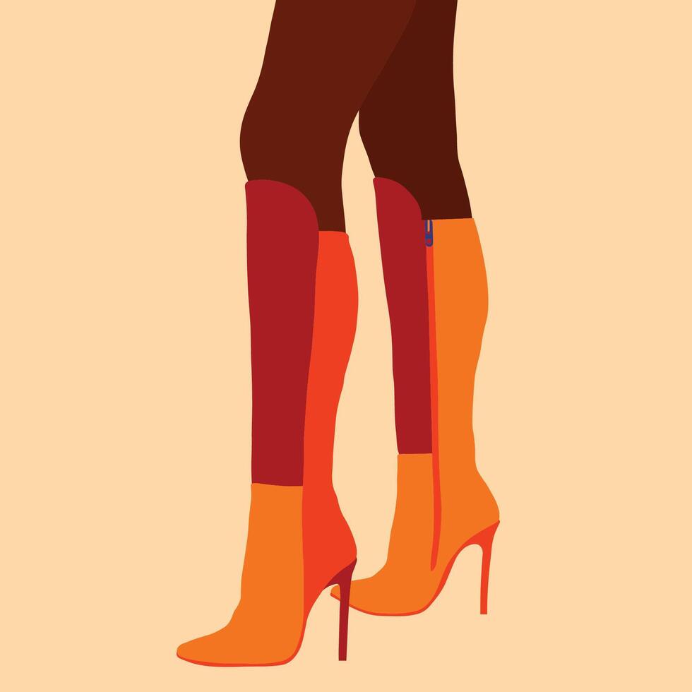 Stylish female high Boots vector