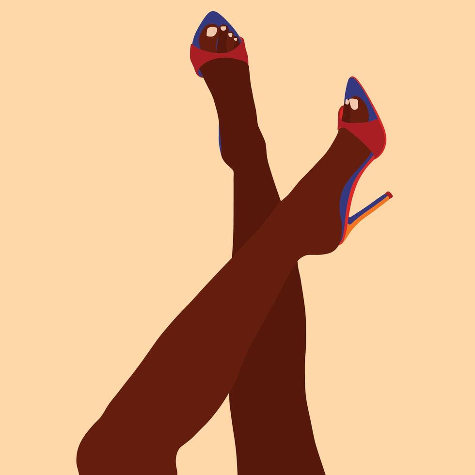 Elegant Legs in Red and Blue Heels vector