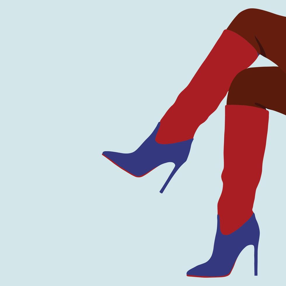 Red and Blue Boots Fashion Illustration vector