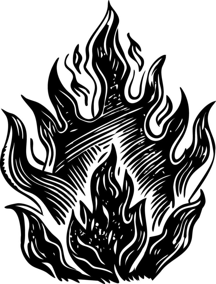 A glyph style illustration of fire vector