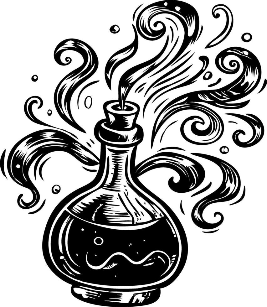 Alchemist flask illustration in vintage style vector