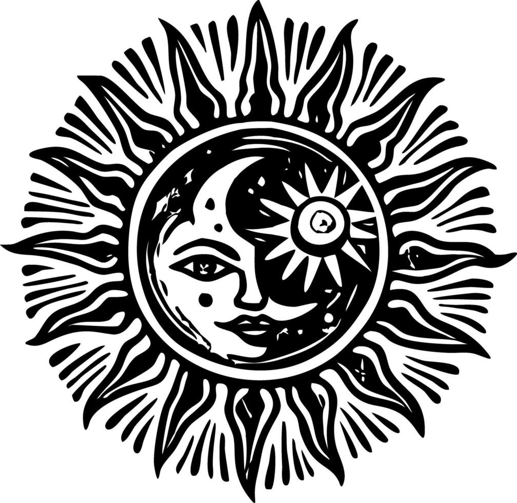 Celestial tattoo illustration in glyph style vector