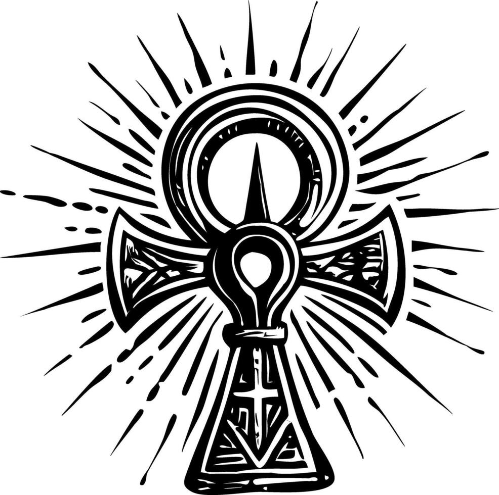 A glyph illustration of egyptian ankh tattoo vector