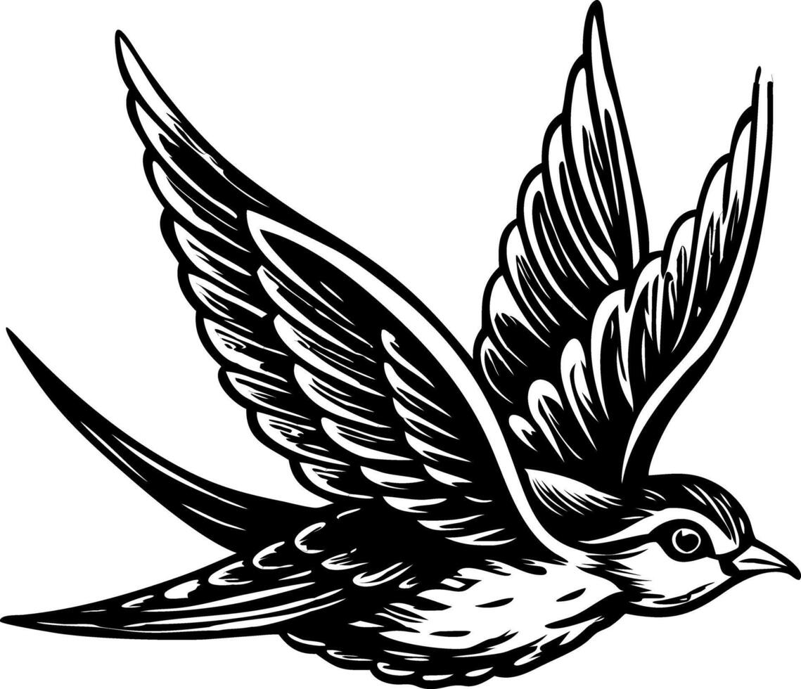 A glyph illustration of flying swallow bird vector