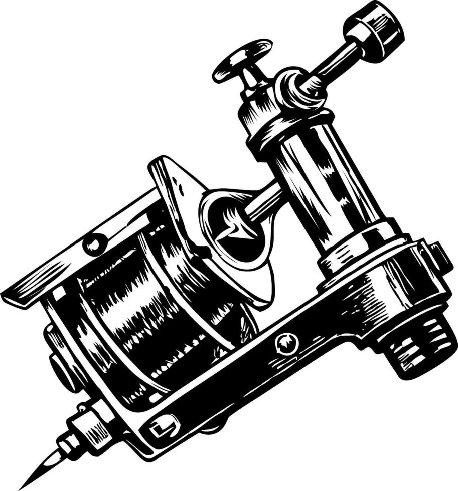 A glyph illustration of tattoo machine vector