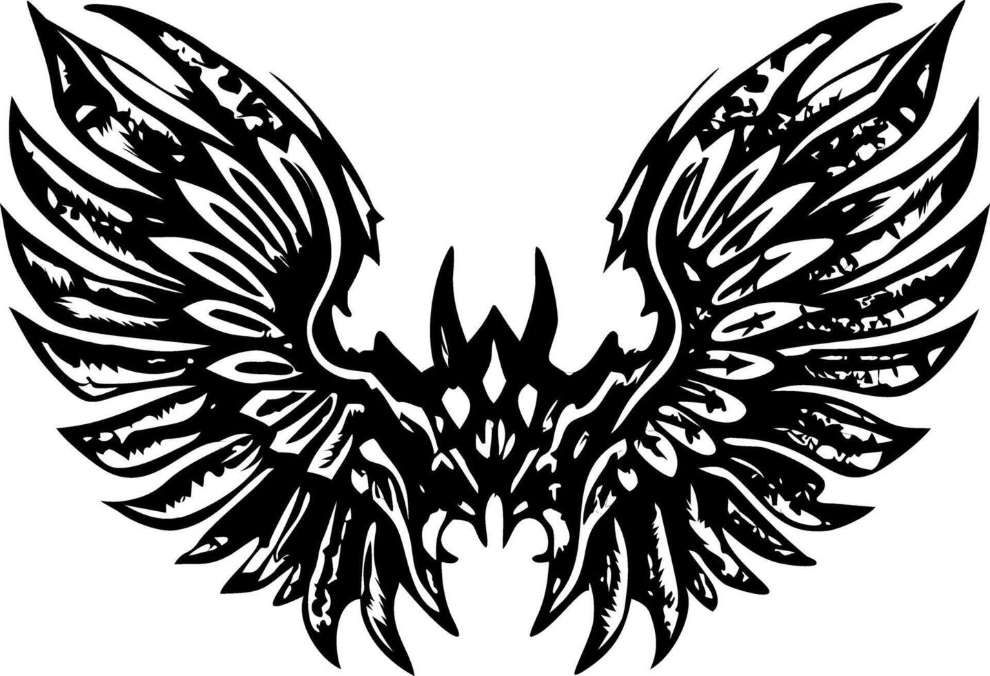 A glyph style illustration of wings spread vector