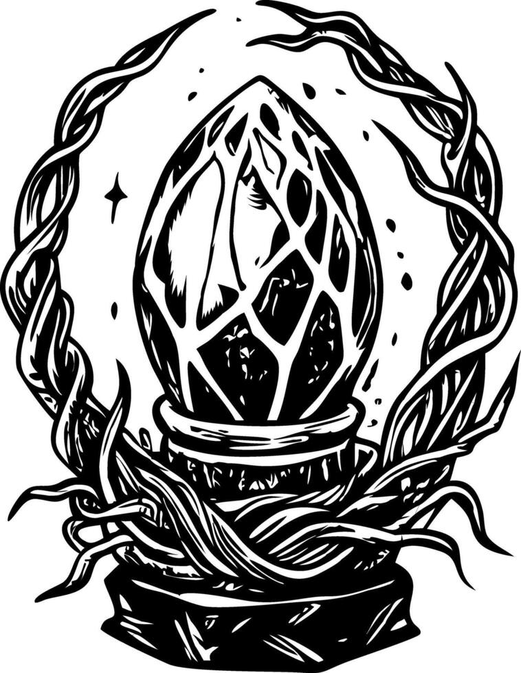 Glowing crystal illustration in vintage style vector