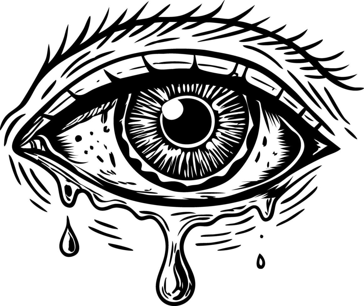A glyph style illustration of teary eye vector