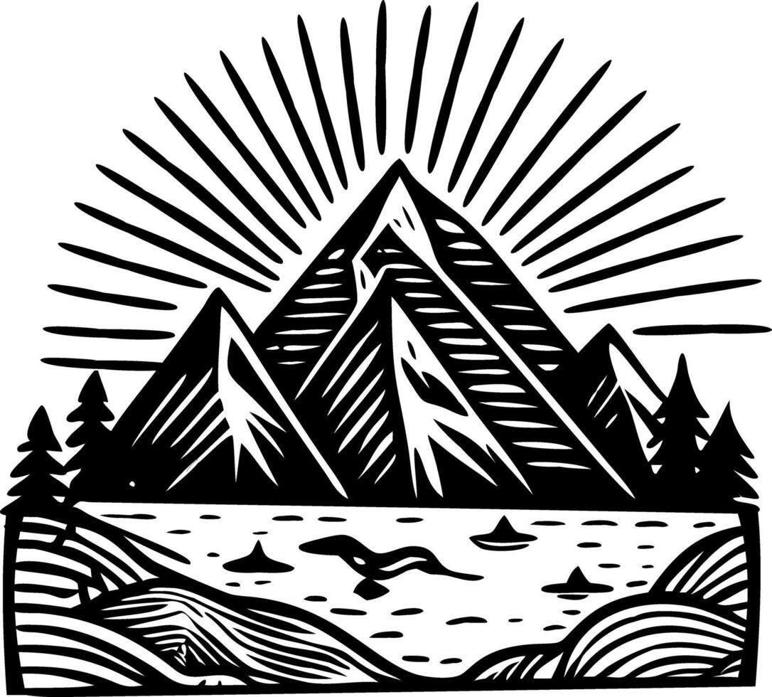A glyph illustration of mountain range vector
