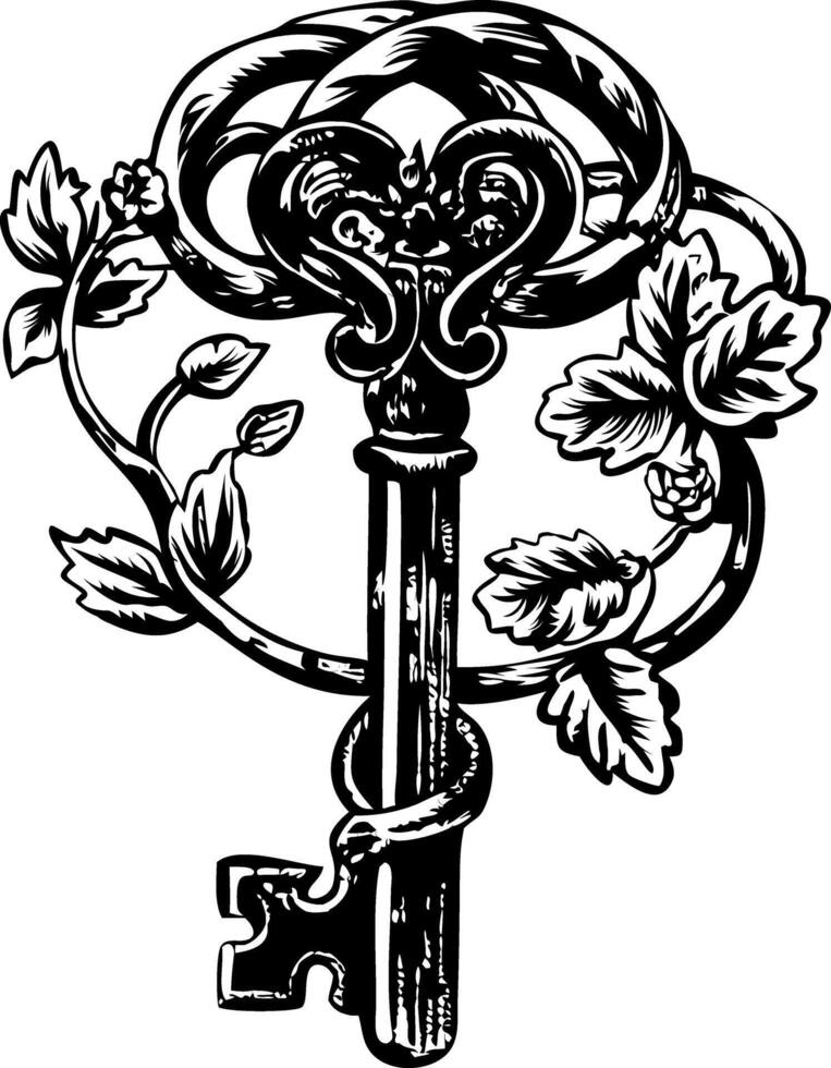 Mystic key illustration in vintage style vector