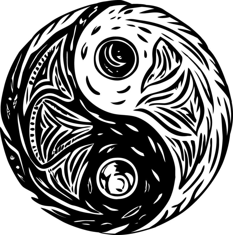 Yin yang tattoo illustration in vintage style vector