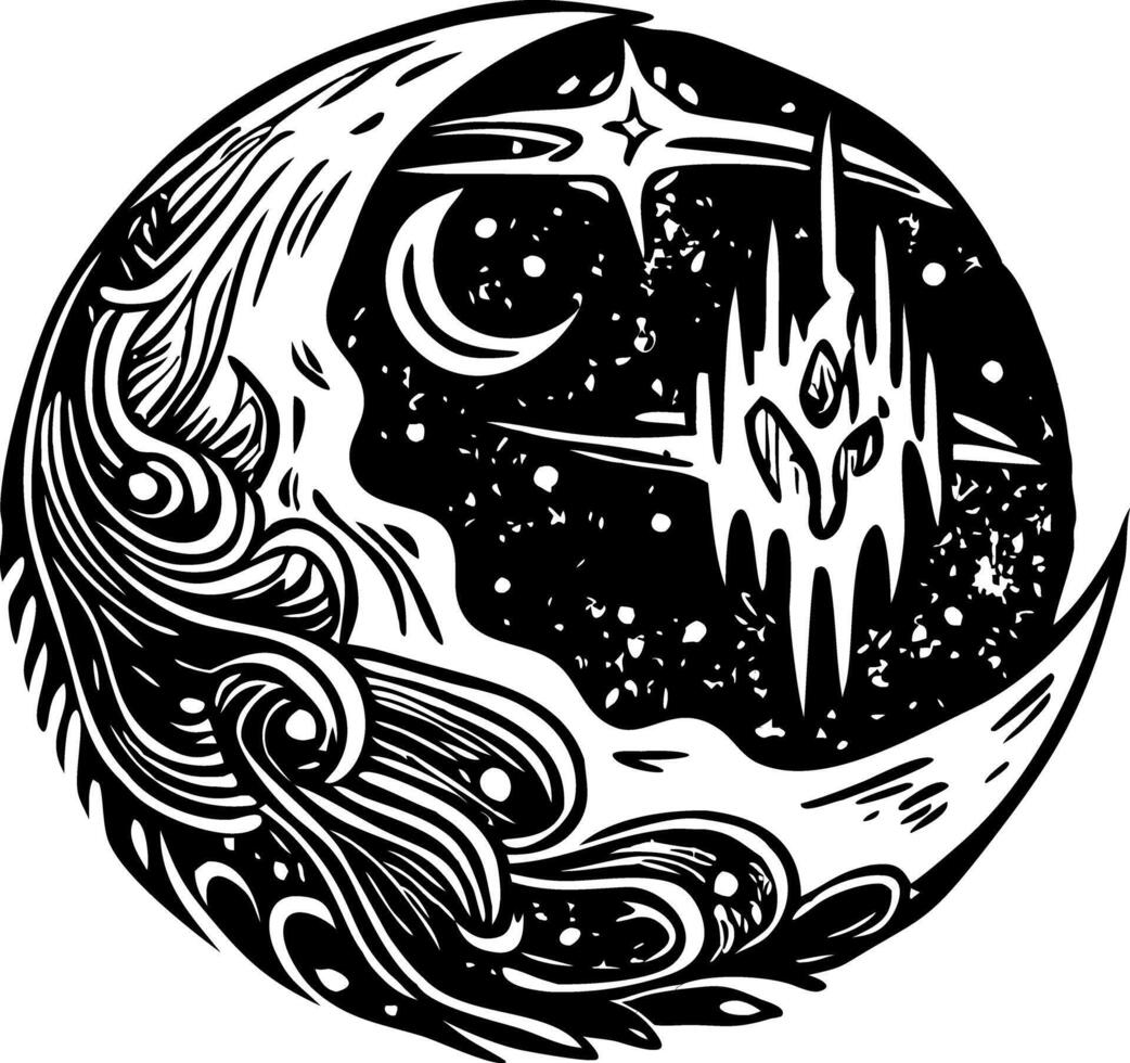 A glyph illustration of occult tattoo vector