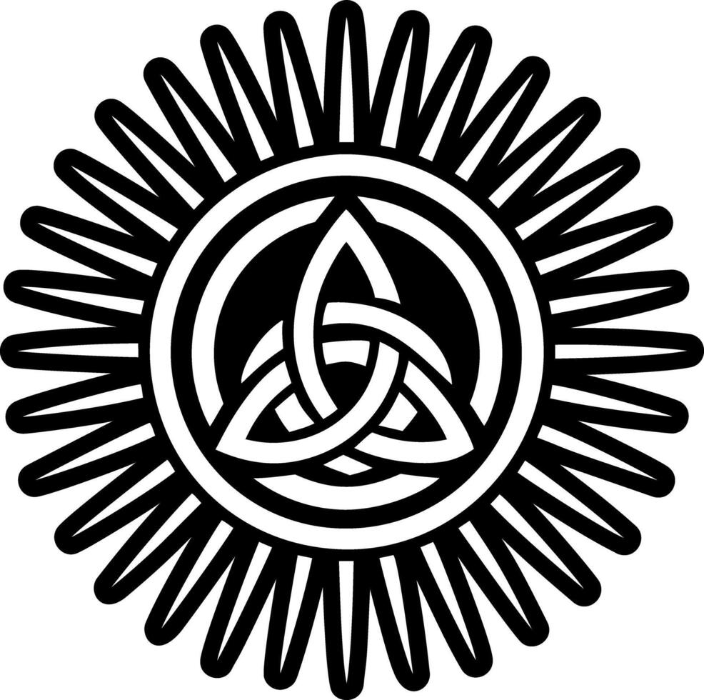 A glyph style icon of celtic sun symbol vector