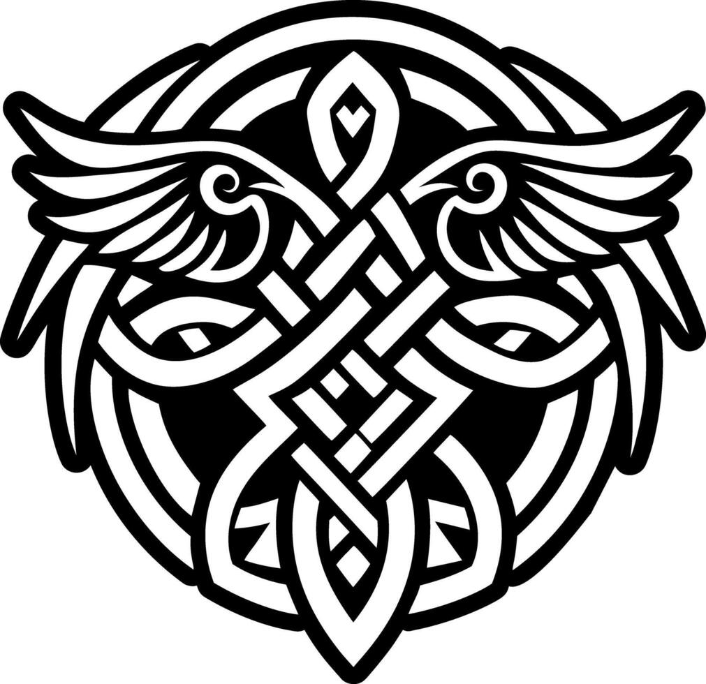 Celtic raven icon in filled style vector