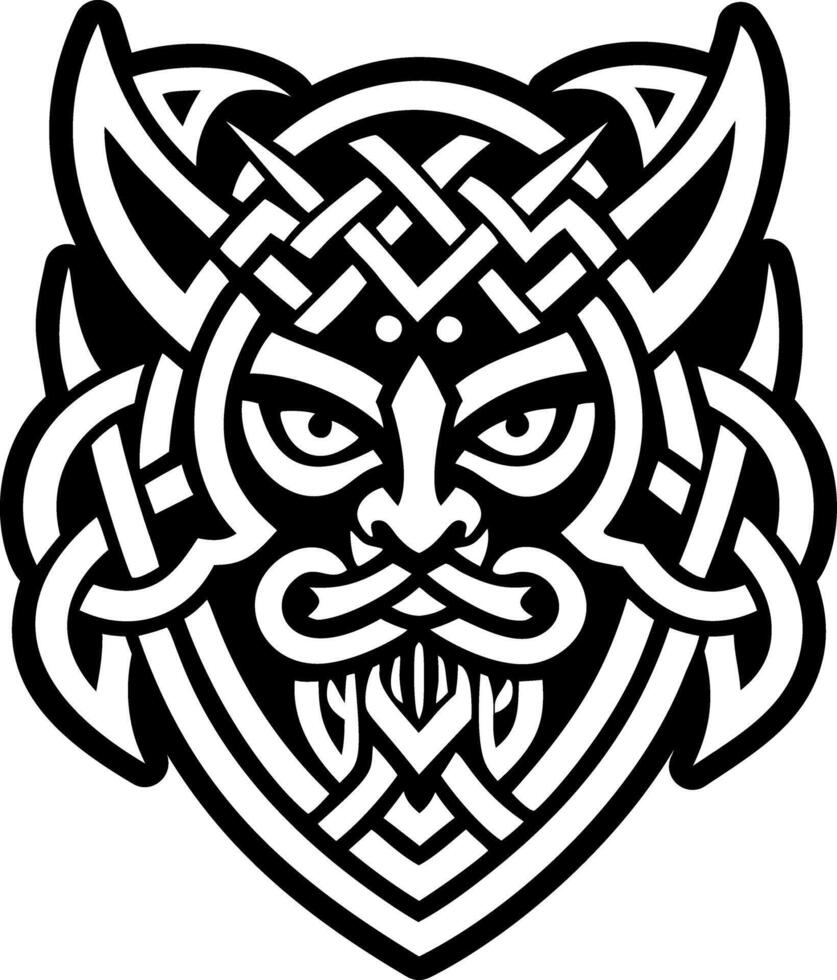 A glyph style icon of celtic warrior symbol vector