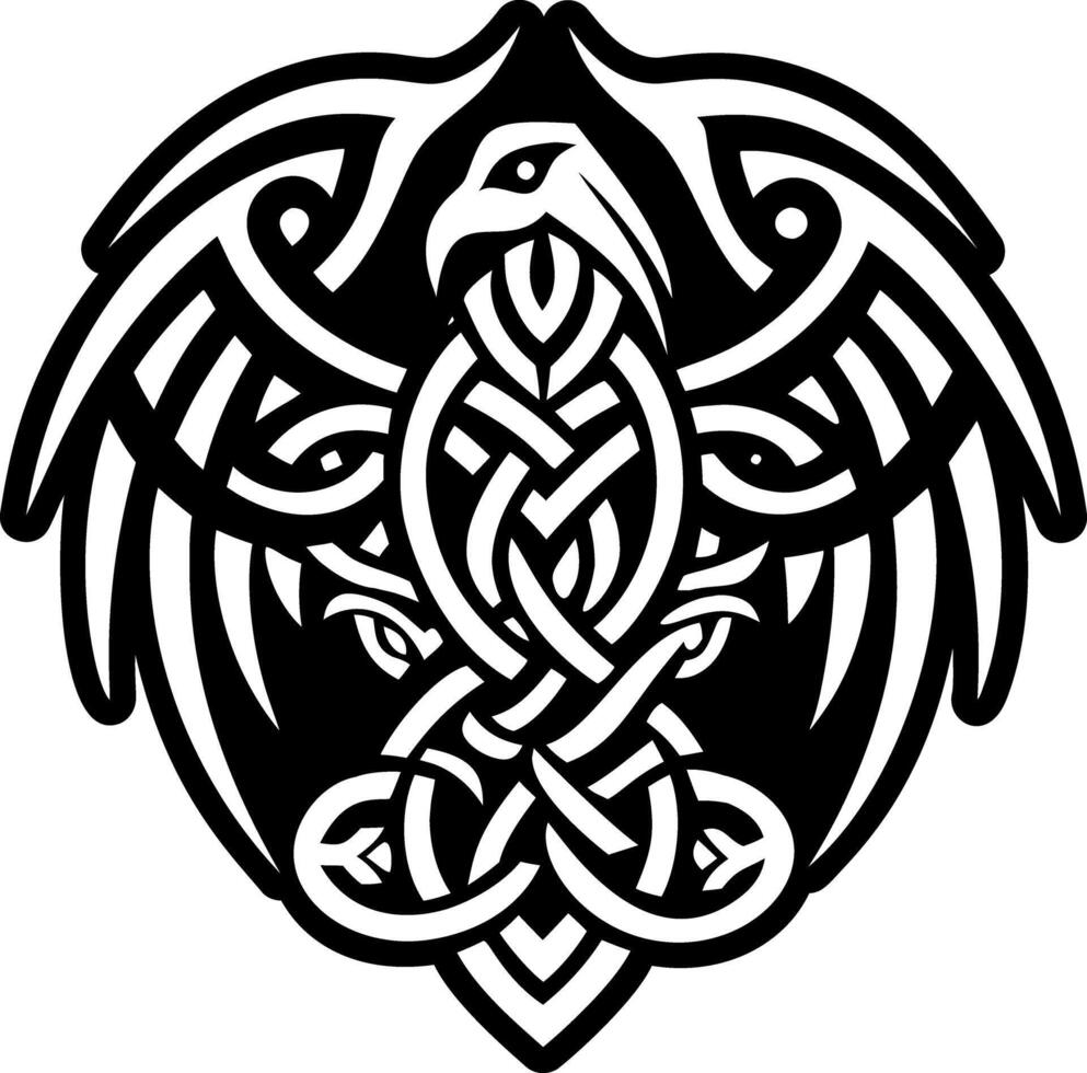 Raven symbol icon in glyph style vector