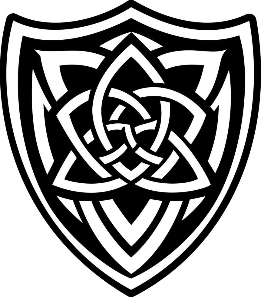 A solid style icon of shield knot symbol vector