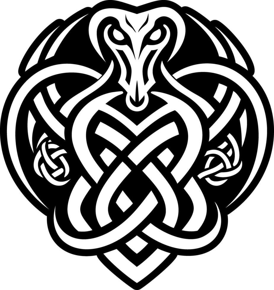 Celtic serpent in solid style vector