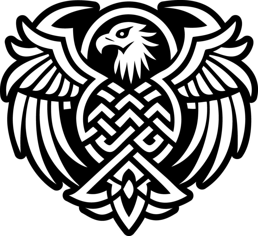 A glyph style icon of celtic eagle symbol vector