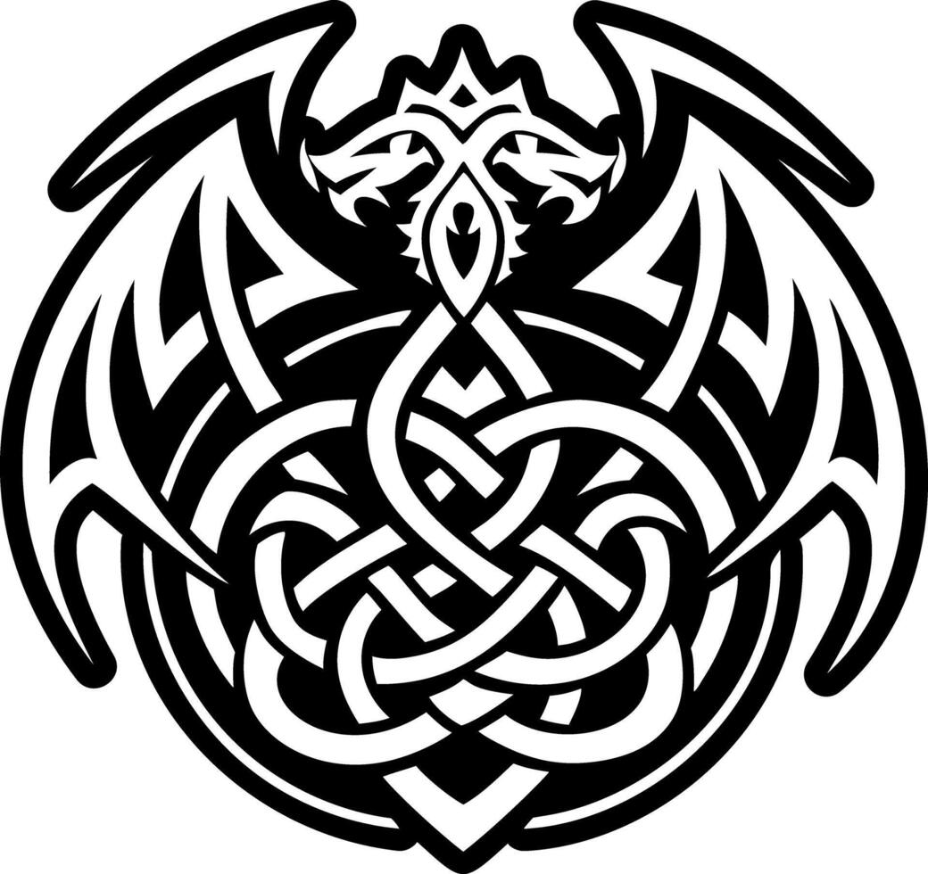 A solid style icon of celtic dragon symbol vector