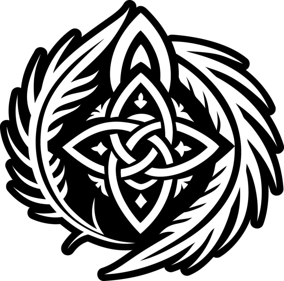 Celtic feather icon in glyph style vector