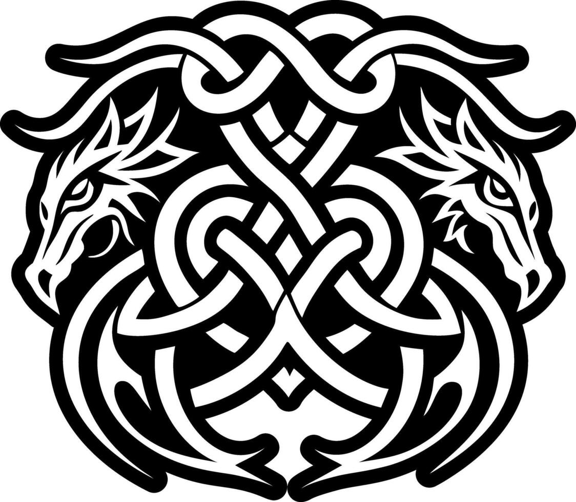 A glyph style icon of twin dragons symbol vector