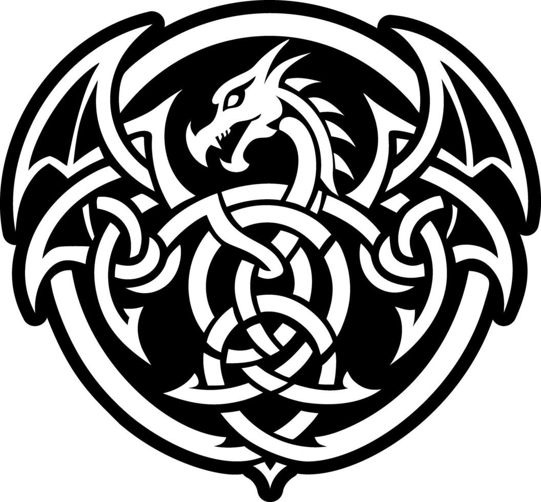 A filled style icon of dragon tattoo symbol vector