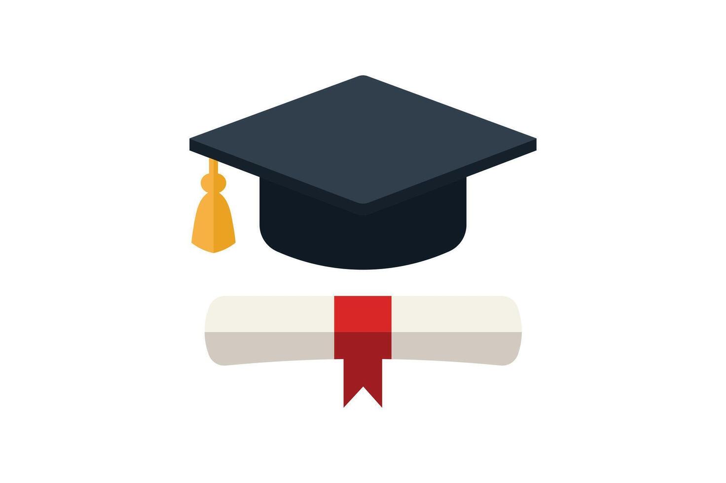 Graduation Cap and Diploma Icon in Flat Style, graduation cap icon, graduation celebration, university degree icon, graduation symbol vector