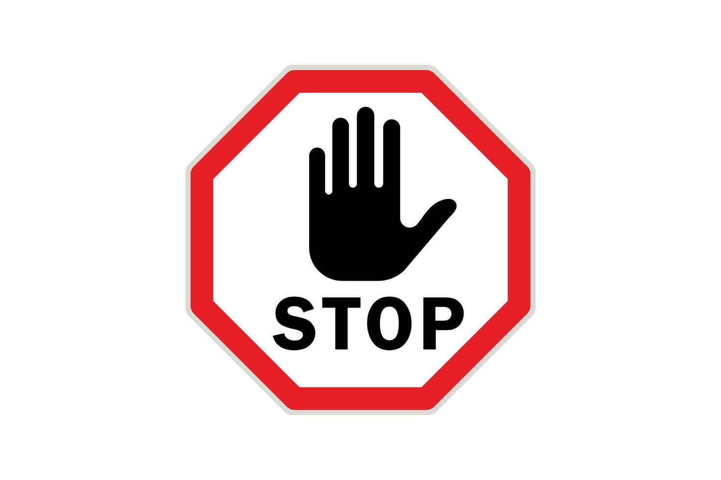 Red Stop Sign with Hand Symbol for Caution, stop sign with hand, warning stop sign, red prohibition symbol, do not enter sign vector