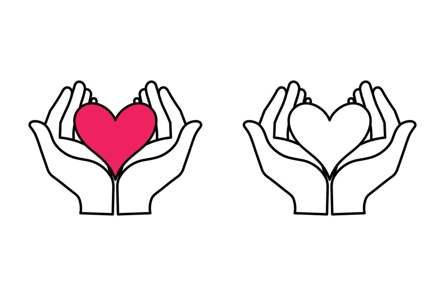 Hands Holding Heart Icon for Social Media Graphics, love and care icon, donation symbol, healthcare icon, mental health awareness vector