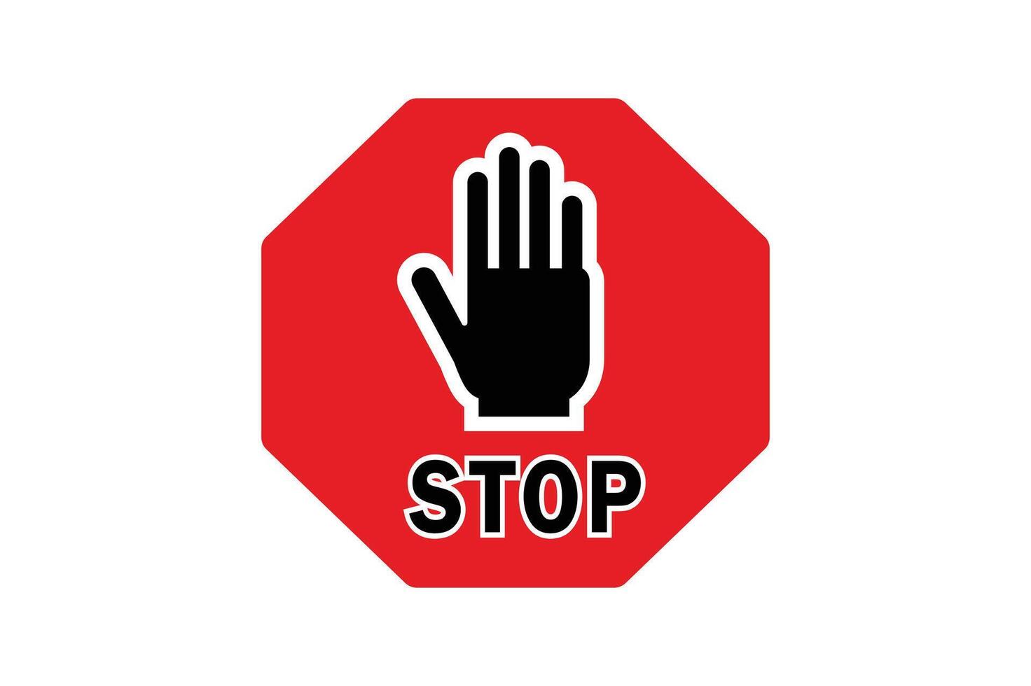 Red Stop Sign with Hand for Traffic Control, stop sign with hand, warning stop sign, red prohibition symbol, do not enter sign vector