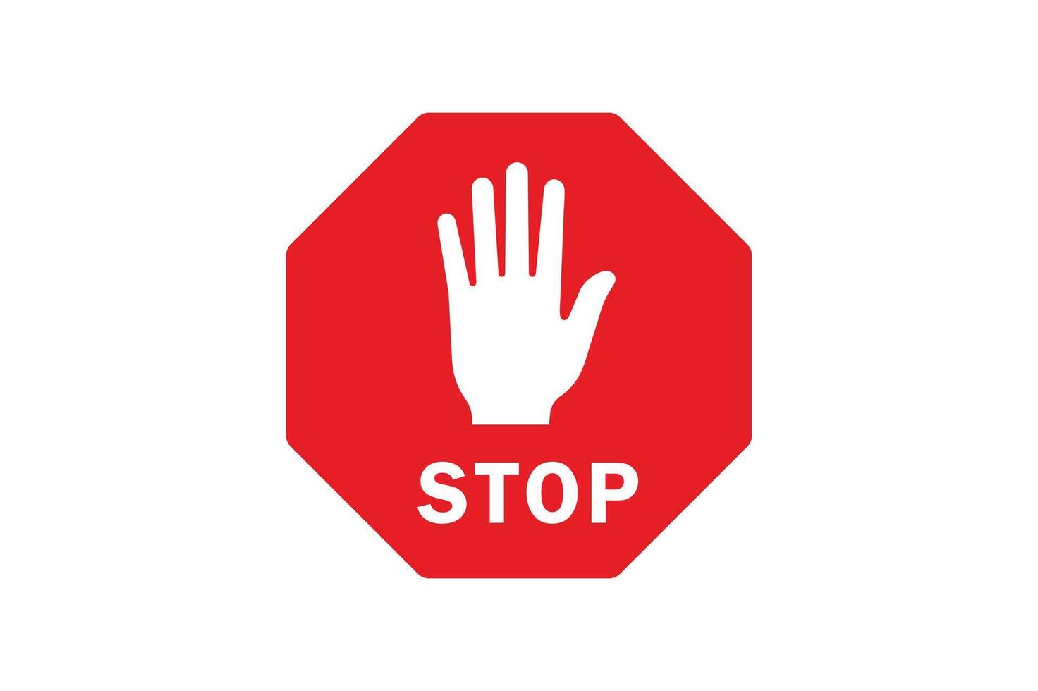 Red Stop Sign with Hand for Road Safety Posters, stop sign with hand, warning stop sign, red prohibition symbol, do not enter sign vector