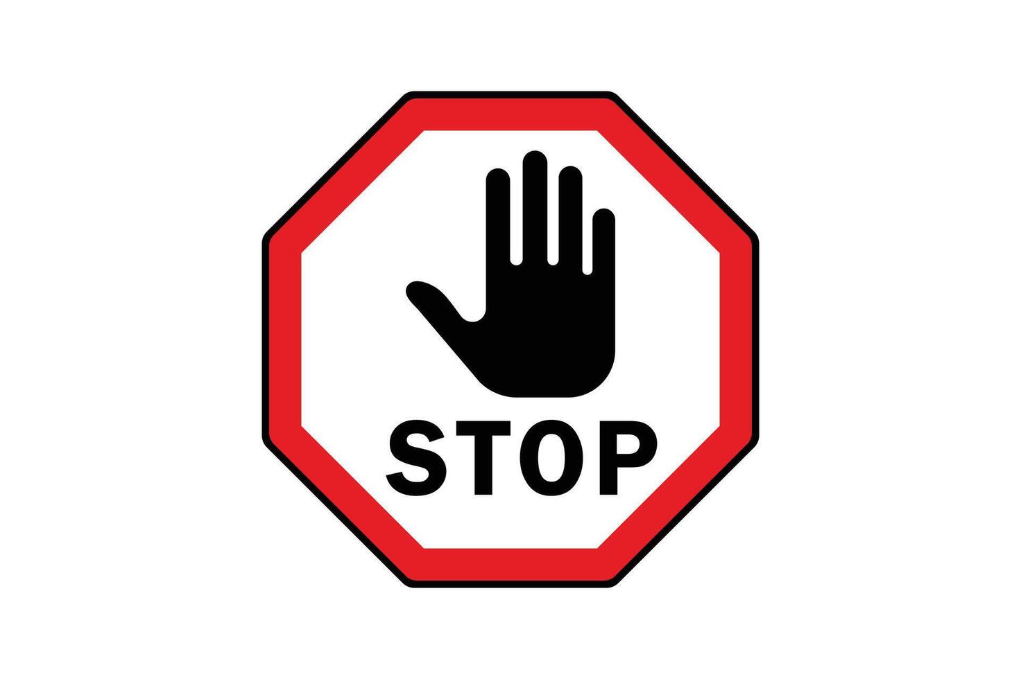 Red Stop Sign with Hand for Restricted Areas, stop sign with hand, warning stop sign, red prohibition symbol, do not enter sign vector