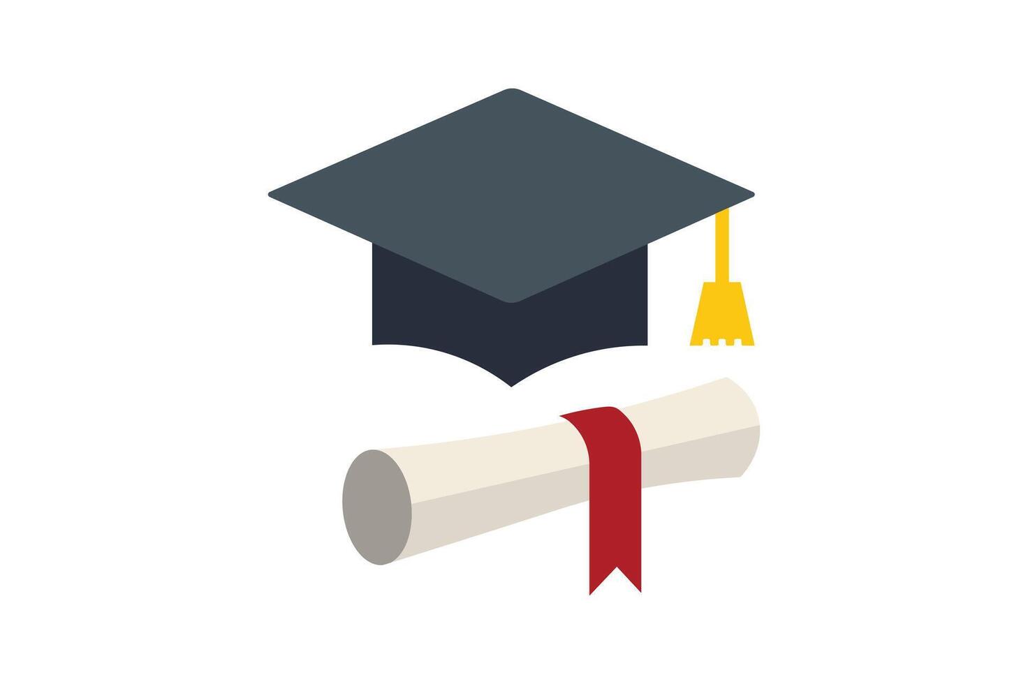 Graduation Cap and Diploma Icon for Online Learning, graduation cap icon, graduation celebration, university degree icon, graduation symbol vector