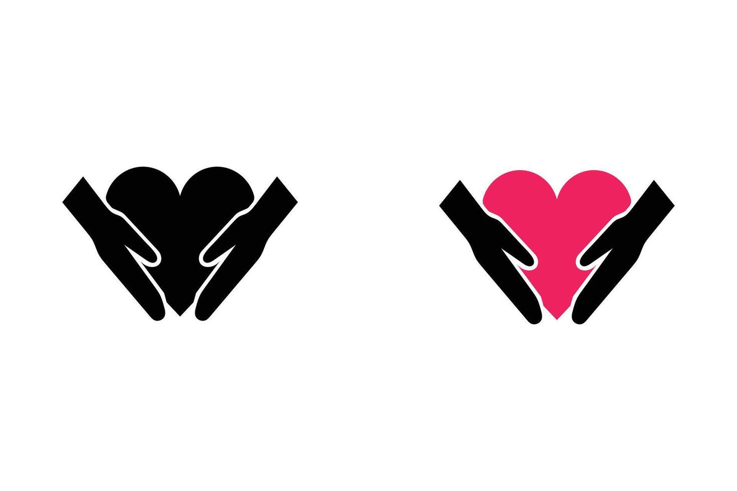 Elegant Hands Holding Heart Icon Illustrations for Weddings, love and care icon, donation symbol, healthcare icon, mental health awareness vector