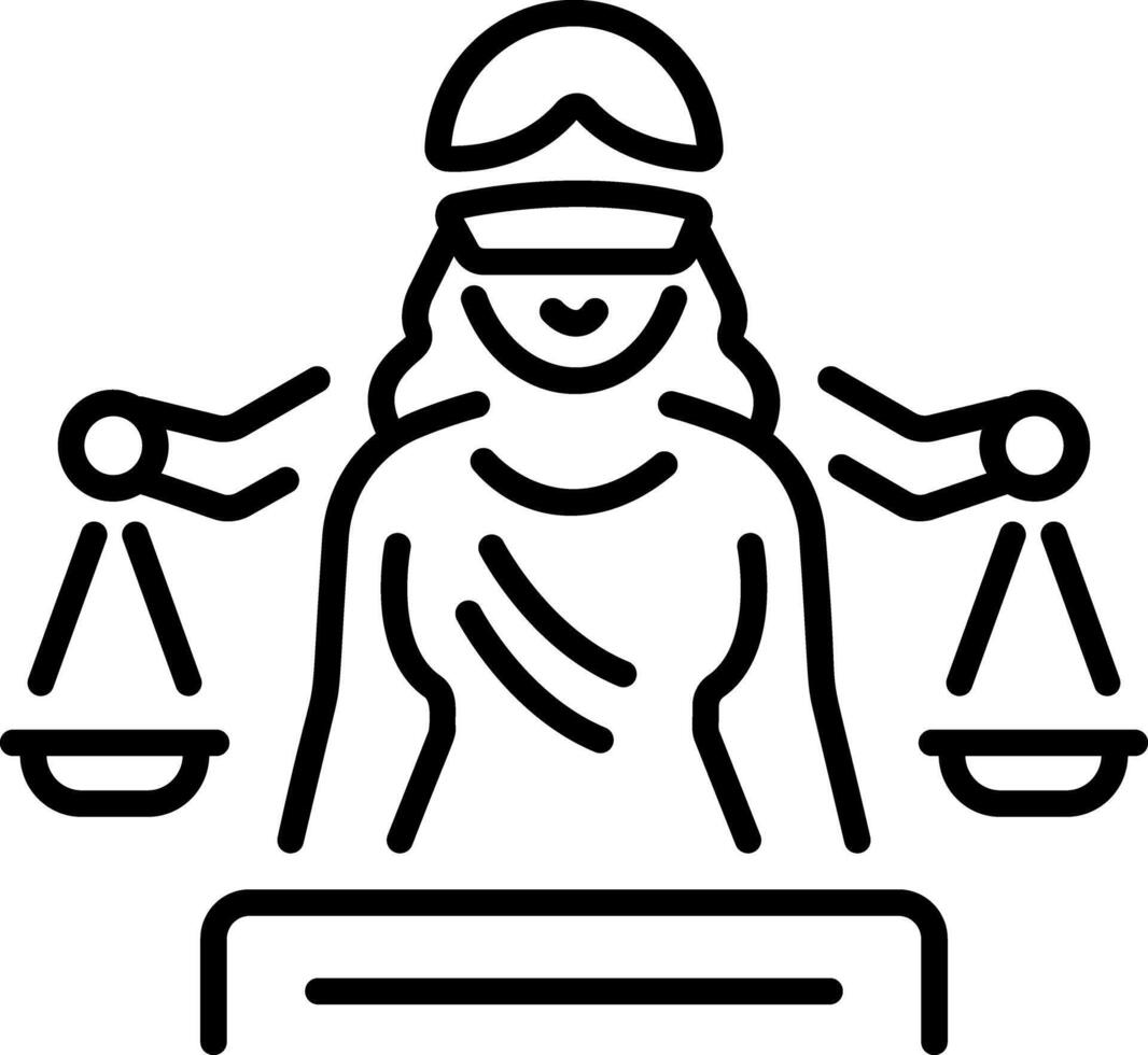 Blindfold lady icon in line style vector