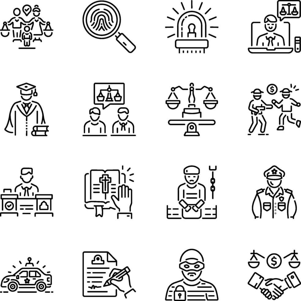 Bundle of Law and Justice Linear Icons vector