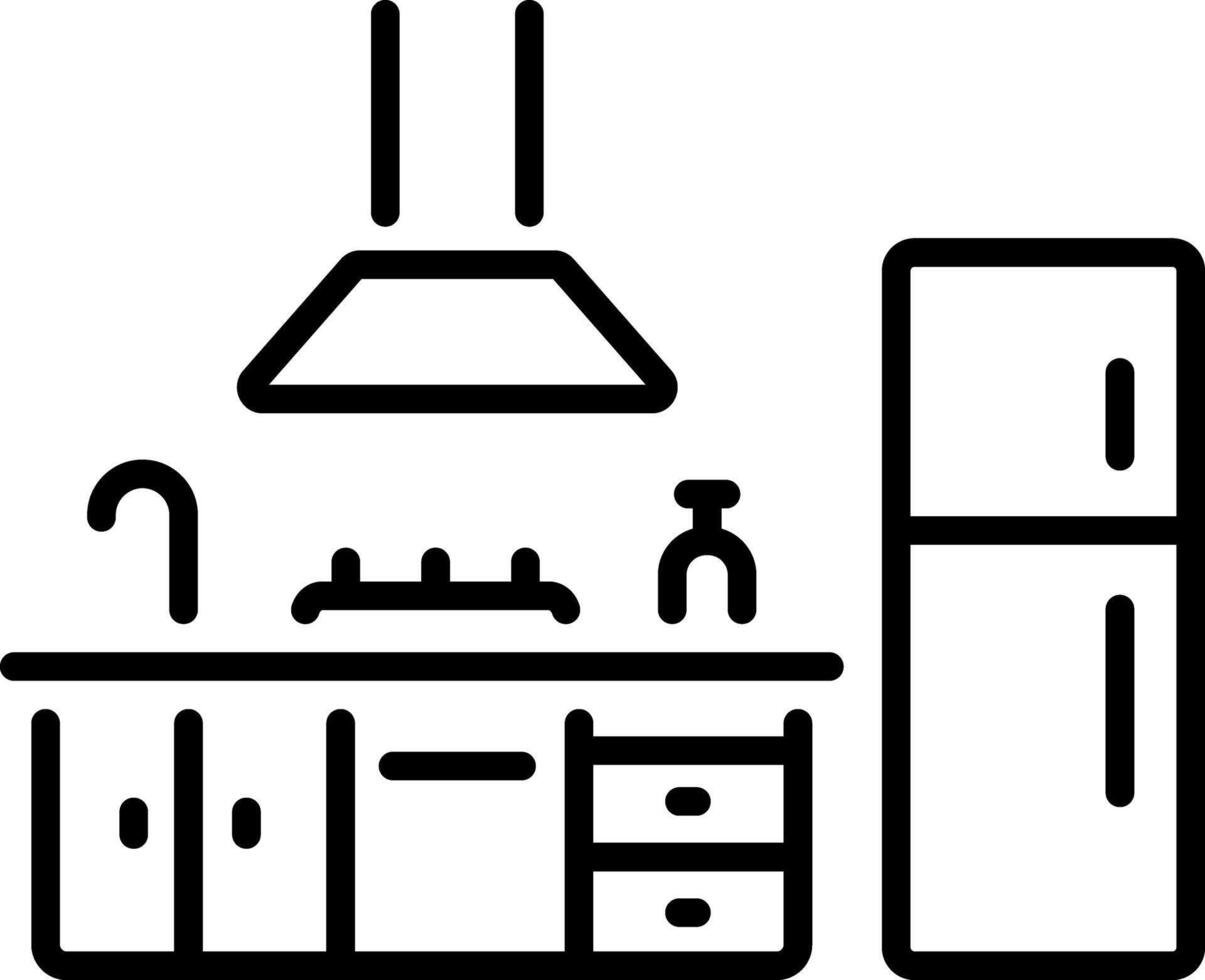 Kitchen interior icon in linear style vector