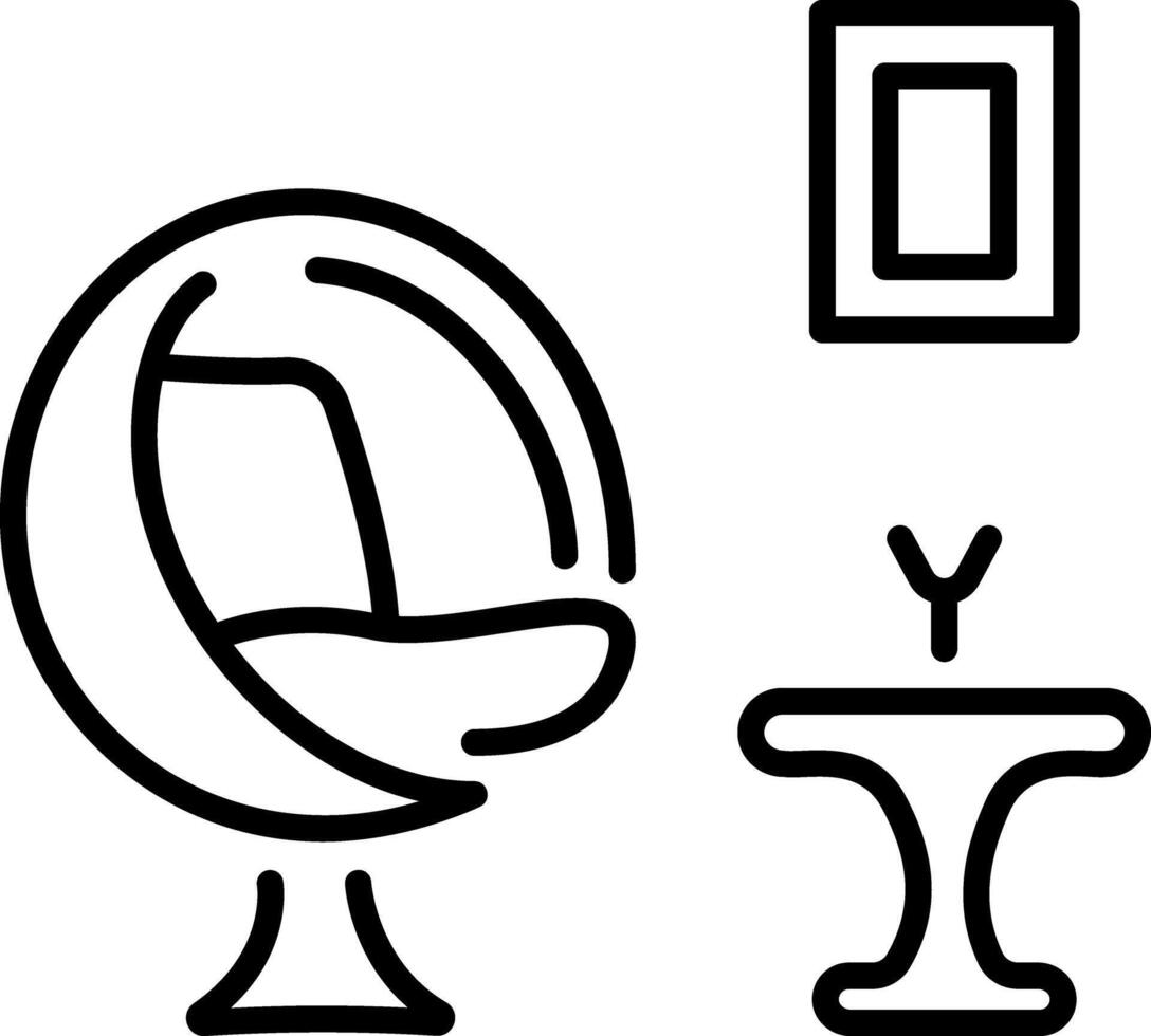Oval chair icon in linear style vector