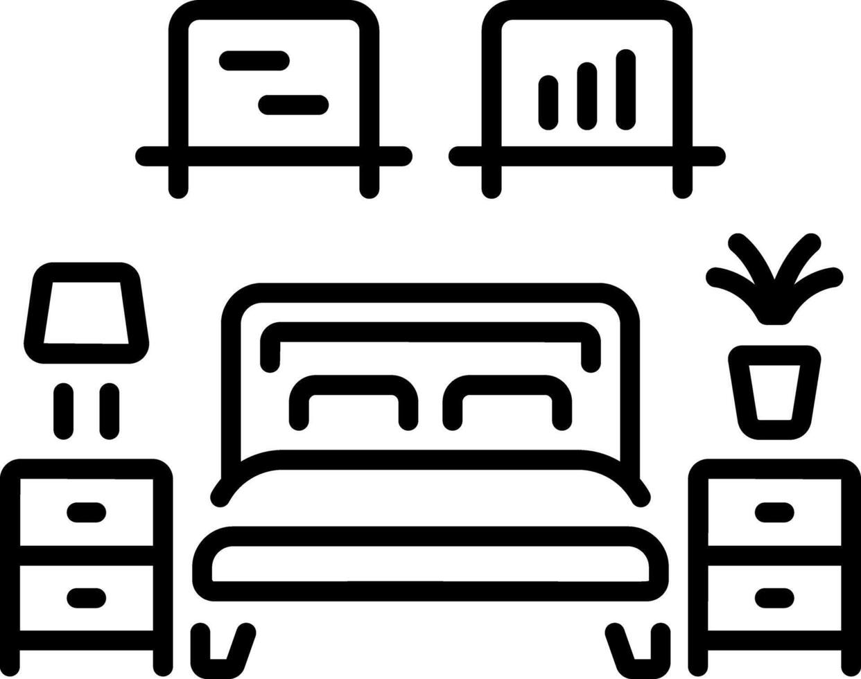 Bedroom icon in linear style vector
