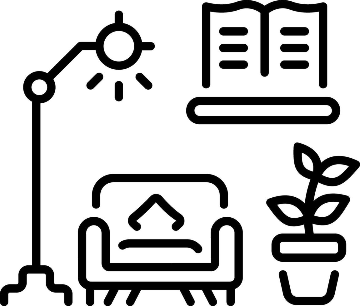 A line style icon of cozy corner vector