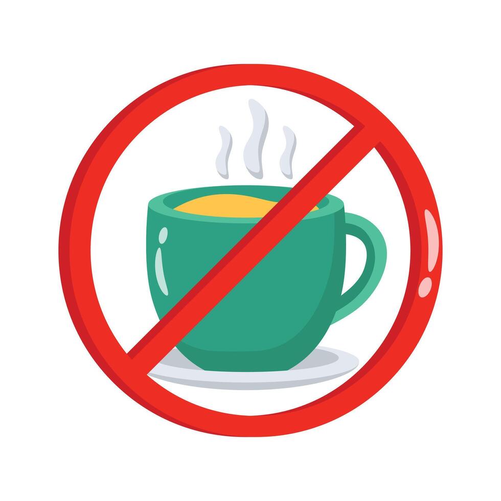 No coffee cup sign indicating abstinence from drinking during fasting. vector