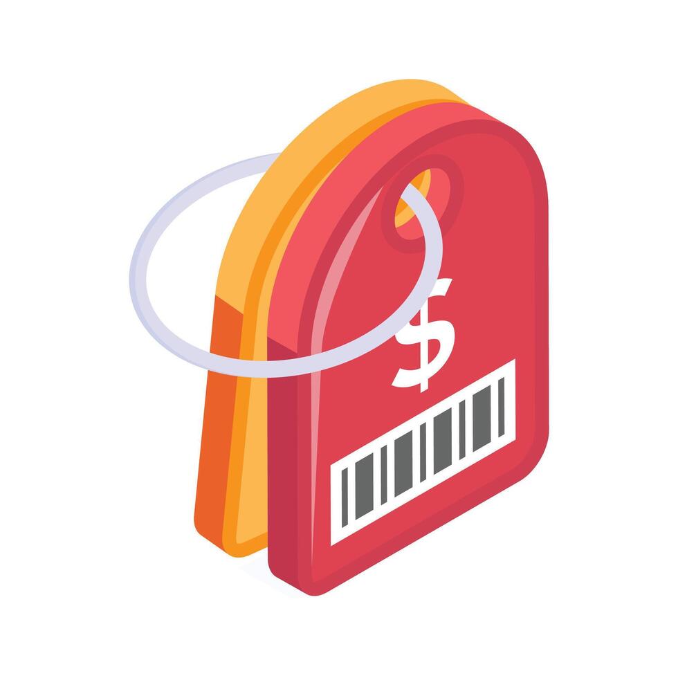 Retail price tag with barcode for product pricing and scanning. vector