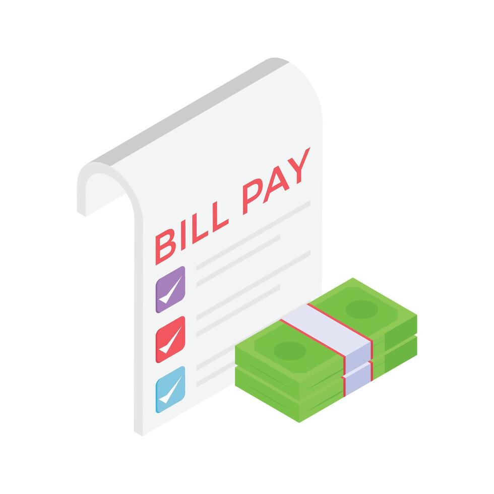 Payment receipt for bill settlements in stores and online purchases. vector
