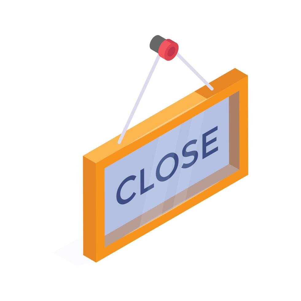 Hanging closed sign board for offline and online stores. vector