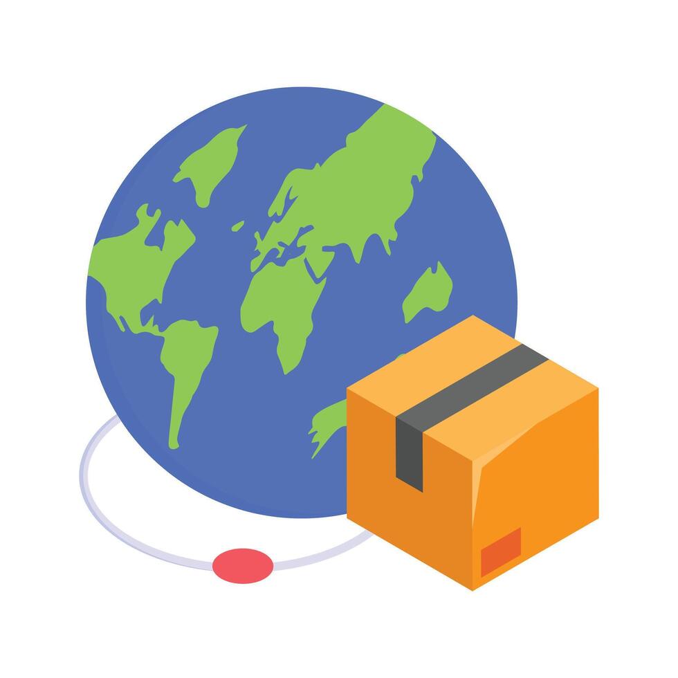 Globe with packages representing worldwide shipping and online shopping. vector