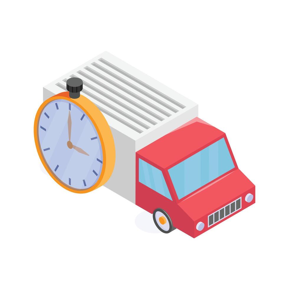 Truck with a clock representing fast shipping design vector